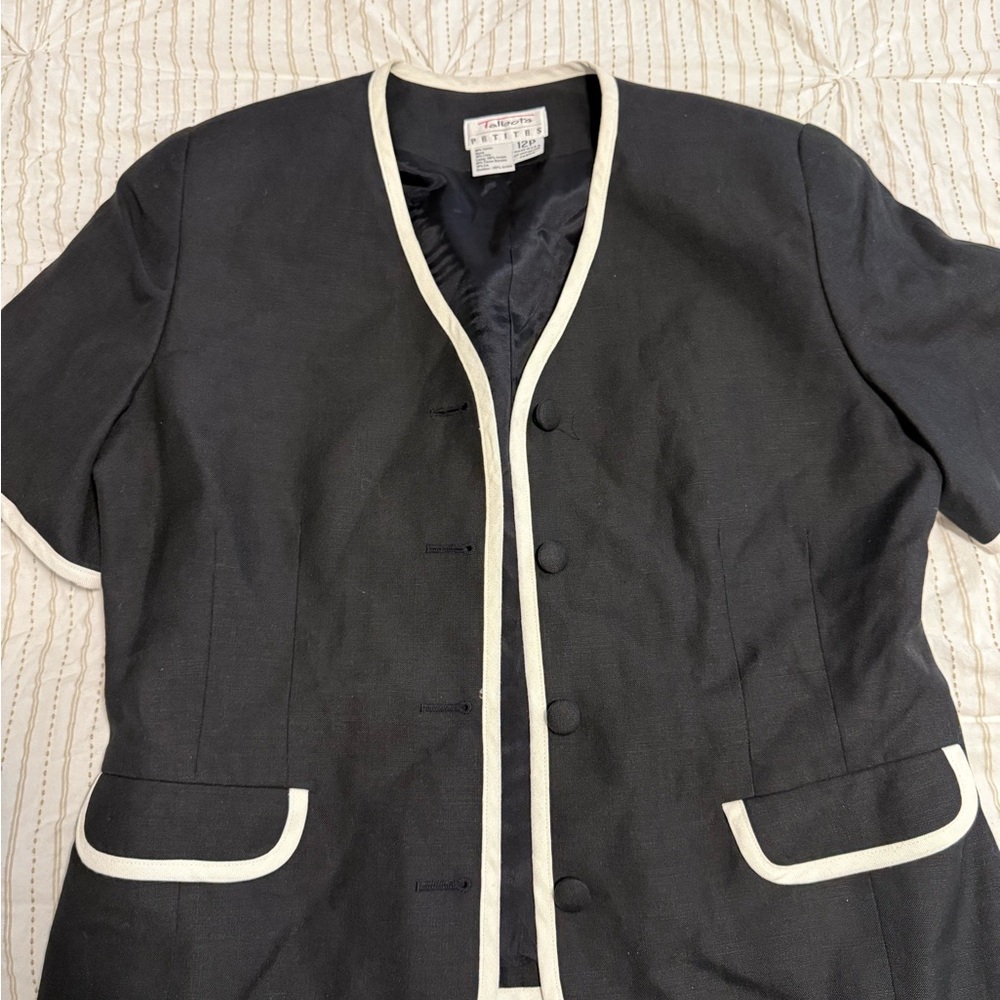 Talbots Black Blazer with White Accents